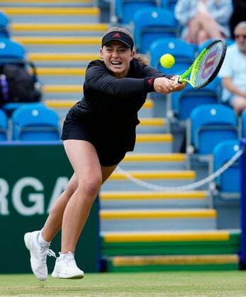Mandatory Credit: Photo by Dave Shopland BPI Shutterstock (12168982ci) Championship winner Latvia s Jelena Ostapenko in action Viking International Championships, Day Eight, Tennis, Eastbourne, East Sussex, UK - 26 June 2021 Viking International Championships, Day Eight, Tennis, Eastbourne, East Sussex, UK - 26 June 2021  Copyright: xDavexShopland BPI Shutterstockx 12168982ci