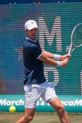 New Zealander tennis player Marcus Danielli in action with partner, Austrian Philipp Oswald (unpictured), against Italian tennis player Simone Bolelli (not pictured) and Argentine Maximo Gonzalez (not pictured) during the doubles final match of the Mallorca Championschip ATP, Tennis Herren held in Santa Ponca, Majorca, Spain, 26 June 2021. Mallorca Championschip ATP !ACHTUNG: NUR REDAKTIONELLE NUTZUNG!  Copyright: xATIENZAx GRAF8529 20210626-21ac47520897b259cee34ab32a3d4c6a1a30894e