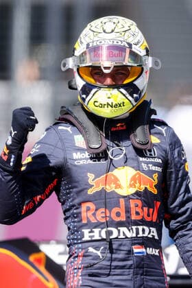 Formula 1 - GP of Styria 2021 SPIELBERG,AUSTRIA,26.JUN.21 - MOTORSPORTS, FORMULA 1 - Grand Prix of Styria, Red Bull Ring, practice and qualifying. Image shows the rejoicing of Max Verstappen (NED Red Bull Racing).  GEPAxpictures xChristianxWalgram