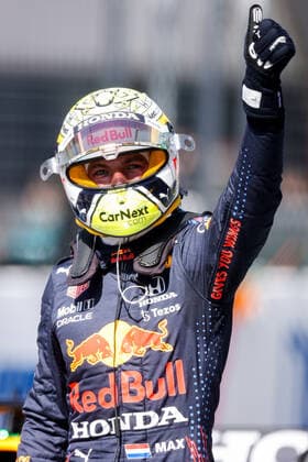 Formula 1 - GP of Styria 2021 SPIELBERG,AUSTRIA,26.JUN.21 - MOTORSPORTS, FORMULA 1 - Grand Prix of Styria, Red Bull Ring, practice and qualifying. Image shows the rejoicing of Max Verstappen (NED Red Bull Racing).  GEPAxpictures xChristianxWalgram