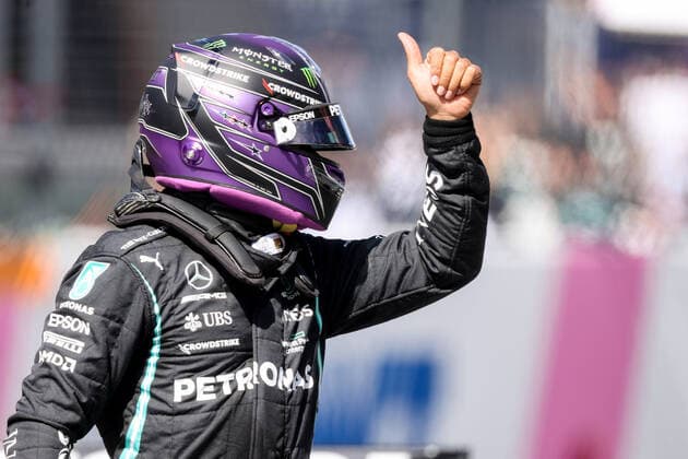 Formula 1 - GP of Styria 2021 SPIELBERG,AUSTRIA,26.JUN.21 - MOTORSPORTS, FORMULA 1 - Grand Prix of Styria, Red Bull Ring, practice and qualifying. Image shows the rejoicing of Lewis Hamilton (GBR Mercedes).  GEPAxpictures xChristianxWalgram
