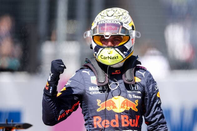 Formula 1 - GP of Styria 2021 SPIELBERG,AUSTRIA,26.JUN.21 - MOTORSPORTS, FORMULA 1 - Grand Prix of Styria, Red Bull Ring, practice and qualifying. Image shows the rejoicing of Max Verstappen (NED Red Bull Racing).  GEPAxpictures xChristianxWalgram