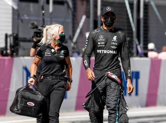 Angela Cullen GBR, Mercedes AMG Petronas F1 Team , 44 Lewis Hamilton GBR, Mercedes AMG Petronas F1 Team , F1 Grand Prix of Styria at Red Bull Ring on June 26, 2021 in Spielberg, Austria Photo by HOCH ZWEI Spielberg Austria