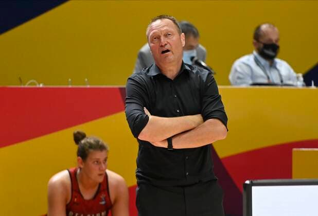 VALENCIA, SPAIN - JUNE 26: Philip Mestdagh of Belgium looks dejected pictured during FIBA Women s Eurobasket match between Belgium and Serbia semi finals on june 26, 2021 in Valencia ,Spain 26 06 2021 BASKET BALL FEMININ : Belgique vs Serbie - FIBA Women s Eurobasket - 1 2 - Valence - 26 06 2021 PhotoNews Panoramic 
