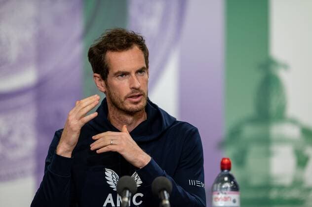 Mandatory Credit: Photo by AELTC Shutterstock (12171009p) Andy Murray (GBR) attends a press conference, PK, Pressekonferenz in the Main Interview Room ahead of The Championships 2021 Wimbledon Tennis Championships, Preparations, The All England Lawn Tennis and Croquet Club, London, UK - 26 Jun 2021 Editorial Use Only Wimbledon Tennis Championships, Preparations, The All England Lawn Tennis and Croquet Club, London, UK - 26 Jun 2021 Editorial Use Only Copyright: xAELTC Shutterstockx 12171009p