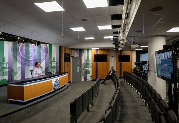 Mandatory Credit: Photo by AELTC Shutterstock (12171009ae) Johanna Konta (GBR) gives a pre-Championships COVID-19 secure press conference, PK, Pressekonferenz at The Championships 2021 Wimbledon Tennis Championships, Preparations, The All England Lawn Tennis and Croquet Club, London, UK - 26 Jun 2021 Editorial Use Only Wimbledon Tennis Championships, Preparations, The All England Lawn Tennis and Croquet Club, London, UK - 26 Jun 2021 Editorial Use Only Copyright: xAELTC Shutterstockx 12171009ae