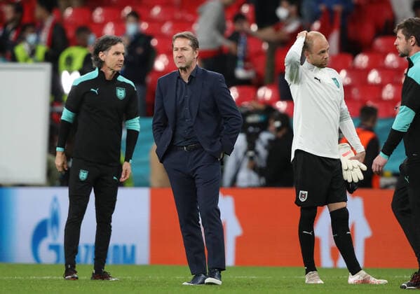 Franco Foda (Austria manager) dejection at the Italy v Austria UEFA EURO, EM, Europameisterschaft,Fussball 2020 Group C match at Wembley Stadium, London, UK, on June 26, 2020. 