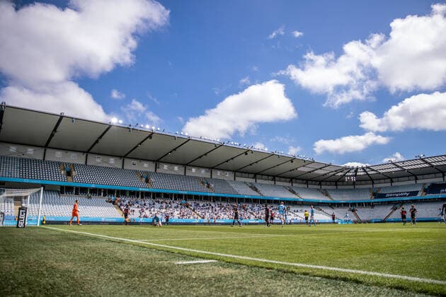 210627 Interior of Eleda Stadium during the training match in football between Malmö FF and Midtjylland on 27 June 2021 in Malmö,  Copyright: MATHILDAxAHLBERG BB210627BB339