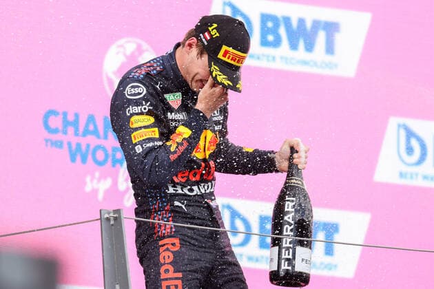 Formula 1 - GP of Styria 2021 SPIELBERG,AUSTRIA,27.JUN.21 - MOTORSPORTS, FORMULA 1 - Grand Prix of Styria, Red Bull Ring. Image shows Max Verstappen (NED Red Bull Racing). Keywords: champaign.  GEPAxpictures xChristianxWalgram