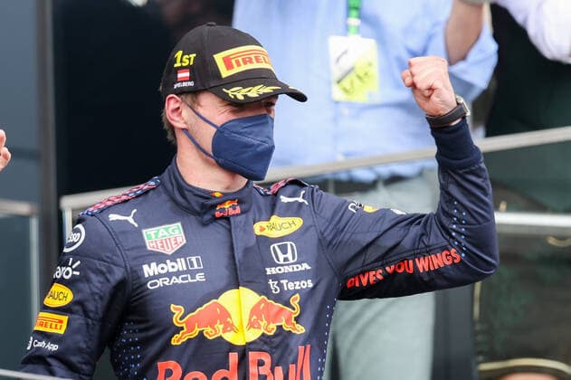 Formula 1 - GP of Styria 2021 SPIELBERG,AUSTRIA,27.JUN.21 - MOTORSPORTS, FORMULA 1 - Grand Prix of Styria, Red Bull Ring. Image shows the rejoicing of Max Verstappen (NED Red Bull Racing).  GEPAxpictures xChristianxWalgram
