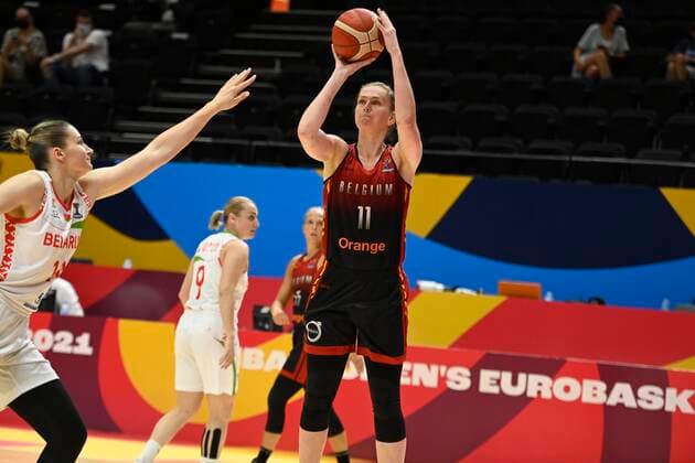 VALENCIA, SPAIN - JUNE 27: Emma Meesseman of Belgium pictured during FIBA Women s Eurobasket match between Belgium and Belarus on june 27, 2021 in Valencia ,Spain 27 06 2021 BASKET BALL FEMININ : Belgique vs Bielorussie - FIBA Women s Eurobasket - Petite finale - Valence - 27 06 2021 PhotoNews Panoramic 