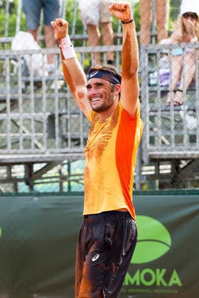 Mandatory Credit: Photo by Valerio Origo LiveMedia Shutterstock (12171863f) exultation Gian Marco Moroni Tennis Internationals ATP, Tennis Herren Challenger Milano 2021, Milan, Italy - 27 Jun 2021 Tennis Internationals ATP Challenger Milano 2021, Milan, Italy - 27 Jun 2021  Copyright: xValerioxOrigo LiveMedia Shutterstockx 12171863f