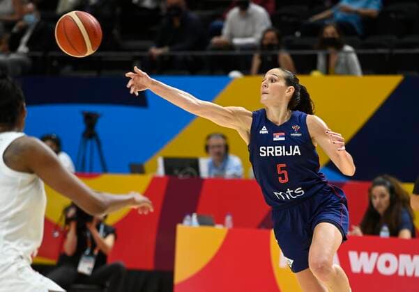 VALENCIA, SPAIN - JUNE 27: Sonja Vasic of Serbia pictured during finale of FIBA Women s Eurobasket match between France and Serbia on june 27, 2021 in Valencia, Spain 27 06 2021 BASKET BALL FEMININ : France vs Serbie - FIBA Women s Eurobasket - Finale - Valence - 27 06 2021 PhotoNews Panoramic 
