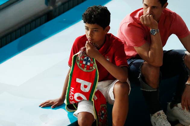 Cristiano Ronaldo Jr (POR), JUNE 27, 2021 - Football Soccer : Cristiano Ronaldo Jr cheers on his daddy Ronaldo from the stands during UEFA EURO, EM, Europameisterschaft,Fussball 2020 Round of 16 match between Belgium 1-0 Portugal at the La Cartuja Stadium in Sevilla, Spain. Noxthirdxpartyxsales  (0123195055st)