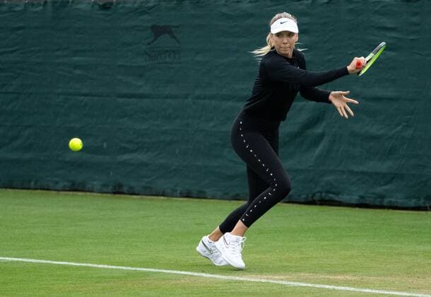 Mandatory Credit: Photo by AELTC Shutterstock (12172322l) Katie Boulter (GBR) on the Aorangi Practice Courts ahead of The Championships 2021 Wimbledon Tennis Championships, Preparations, The All England Lawn Tennis and Croquet Club, London, UK - 27 Jun 2021 Editorial Use Only Wimbledon Tennis Championships, Preparations, The All England Lawn Tennis and Croquet Club, London, UK - 27 Jun 2021 Editorial Use Only  Copyright: xAELTC Shutterstockx 12172322l