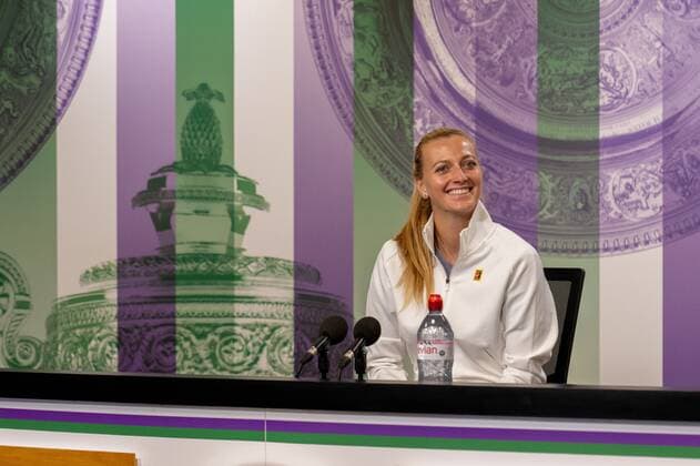 Mandatory Credit: Photo by AELTC Shutterstock (12172322n) Petra Kvitova (CZE) attends a press conference, PK, Pressekonferenz in the Main Interview Room ahead of The Championships 2021 Wimbledon Tennis Championships, Preparations, The All England Lawn Tennis and Croquet Club, London, UK - 27 Jun 2021 Editorial Use Only Wimbledon Tennis Championships, Preparations, The All England Lawn Tennis and Croquet Club, London, UK - 27 Jun 2021 Editorial Use Only Copyright: xAELTC Shutterstockx 12172322n
