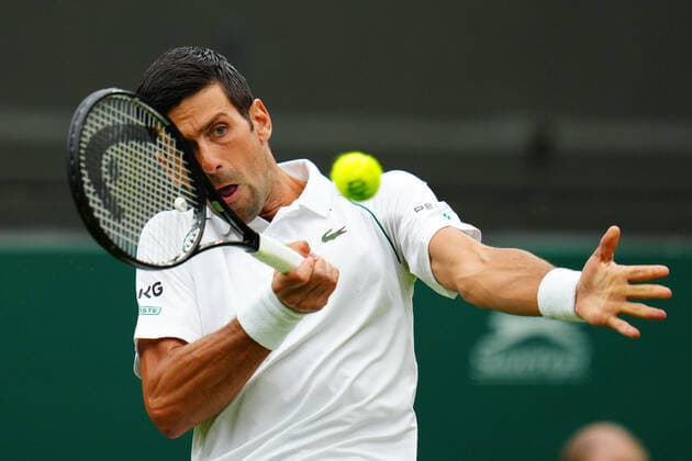 Mandatory Credit: Photo by Javier Garcia BPI Shutterstock (12172248bs) Novak Djokovic during his first round match Wimbledon Tennis Championships, Day 1, The All England Lawn Tennis and Croquet Club, London, UK - 28 Jun 2021 Wimbledon Tennis Championships, Day 1, The All England Lawn Tennis and Croquet Club, London, UK - 28 Jun 2021  Copyright: xJavierxGarcia BPI Shutterstockx 12172248bs