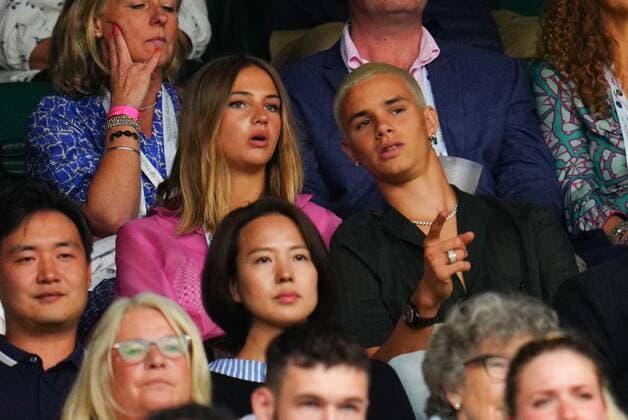 Mandatory Credit: Photo by Javier Garcia BPI Shutterstock (12172248cd) Romeo Beckham and Mia Regan watching the action on Centre Court Wimbledon Tennis Championships, Day 1, The All England Lawn Tennis and Croquet Club, London, UK - 28 Jun 2021 Wimbledon Tennis Championships, Day 1, The All England Lawn Tennis and Croquet Club, London, UK - 28 Jun 2021  Copyright: xJavierxGarcia BPI Shutterstockx 12172248cd