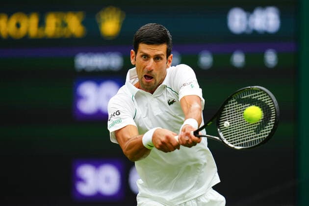 Mandatory Credit: Photo by Javier Garcia BPI Shutterstock (12172248dq) Novak Djokovic during his first round match Wimbledon Tennis Championships, Day 1, The All England Lawn Tennis and Croquet Club, London, UK - 28 Jun 2021 Wimbledon Tennis Championships, Day 1, The All England Lawn Tennis and Croquet Club, London, UK - 28 Jun 2021  Copyright: xJavierxGarcia BPI Shutterstockx 12172248dq