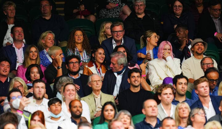 Mandatory Credit: Photo by Javier Garcia BPI Shutterstock (12172248ex) Anne-Marie, Romeo Beckham and Mia Regan watching the action on Centre Court Wimbledon Tennis Championships, Day 1, The All England Lawn Tennis and Croquet Club, London, UK - 28 Jun 2021 Wimbledon Tennis Championships, Day 1, The All England Lawn Tennis and Croquet Club, London, UK - 28 Jun 2021  Copyright: xJavierxGarcia BPI Shutterstockx 12172248ex