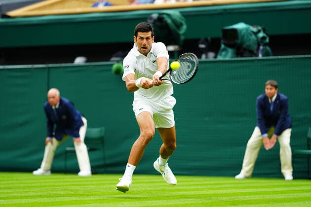 Mandatory Credit: Photo by Javier Garcia BPI Shutterstock (12172248fu) Novak Djokovic during his first round match Wimbledon Tennis Championships, Day 1, The All England Lawn Tennis and Croquet Club, London, UK - 28 Jun 2021 Wimbledon Tennis Championships, Day 1, The All England Lawn Tennis and Croquet Club, London, UK - 28 Jun 2021  Copyright: xJavierxGarcia BPI Shutterstockx 12172248fu