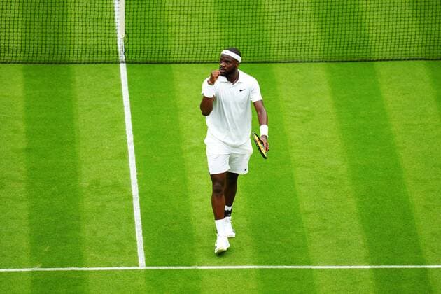 Mandatory Credit: Photo by Javier Garcia BPI Shutterstock (12172248ht) Frances Tiafoe during his first round match Wimbledon Tennis Championships, Day 1, The All England Lawn Tennis and Croquet Club, London, UK - 28 Jun 2021 Wimbledon Tennis Championships, Day 1, The All England Lawn Tennis and Croquet Club, London, UK - 28 Jun 2021  Copyright: xJavierxGarcia BPI Shutterstockx 12172248ht