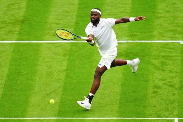 Mandatory Credit: Photo by Javier Garcia BPI Shutterstock (12172248im) Frances Tiafoe during his first round match Wimbledon Tennis Championships, Day 1, The All England Lawn Tennis and Croquet Club, London, UK - 28 Jun 2021 Wimbledon Tennis Championships, Day 1, The All England Lawn Tennis and Croquet Club, London, UK - 28 Jun 2021  Copyright: xJavierxGarcia BPI Shutterstockx 12172248im