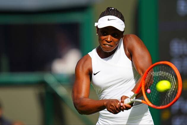Mandatory Credit: Photo by Javier Garcia BPI Shutterstock (12172248kl) Sloane Stephens during her first round match Wimbledon Tennis Championships, Day 1, The All England Lawn Tennis and Croquet Club, London, UK - 28 Jun 2021 Wimbledon Tennis Championships, Day 1, The All England Lawn Tennis and Croquet Club, London, UK - 28 Jun 2021  Copyright: xJavierxGarcia BPI Shutterstockx 12172248kl