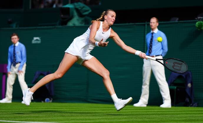 Mandatory Credit: Photo by Javier Garcia BPI Shutterstock (12172248kz) Petra Kvitova during her first round match Wimbledon Tennis Championships, Day 1, The All England Lawn Tennis and Croquet Club, London, UK - 28 Jun 2021 Wimbledon Tennis Championships, Day 1, The All England Lawn Tennis and Croquet Club, London, UK - 28 Jun 2021  Copyright: xJavierxGarcia BPI Shutterstockx 12172248kz