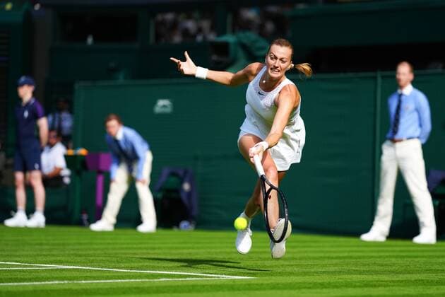 Mandatory Credit: Photo by Javier Garcia BPI Shutterstock (12172248le) Petra Kvitova during her first round match Wimbledon Tennis Championships, Day 1, The All England Lawn Tennis and Croquet Club, London, UK - 28 Jun 2021 Wimbledon Tennis Championships, Day 1, The All England Lawn Tennis and Croquet Club, London, UK - 28 Jun 2021  Copyright: xJavierxGarcia BPI Shutterstockx 12172248le