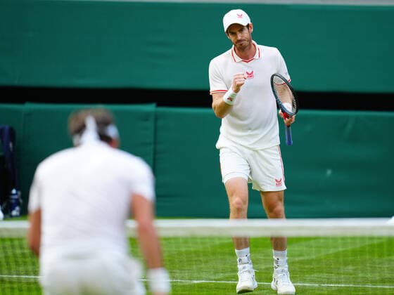 Mandatory Credit: Photo by Javier Garcia BPI Shutterstock (12172248rf) Andy Murray celebrates winning the second set in his first round match Wimbledon Tennis Championships, Day 1, The All England Lawn Tennis and Croquet Club, London, UK - 28 Jun 2021 Wimbledon Tennis Championships, Day 1, The All England Lawn Tennis and Croquet Club, London, UK - 28 Jun 2021  Copyright: xJavierxGarcia BPI Shutterstockx 12172248rf
