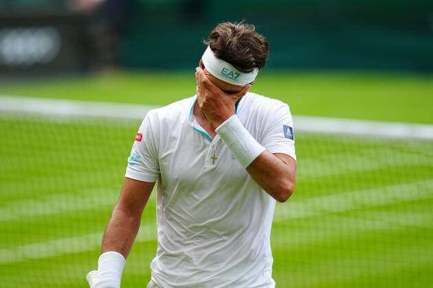 Mandatory Credit: Photo by Javier Garcia BPI Shutterstock (12172248se) Nikoloz Basilashvili during his first round match Wimbledon Tennis Championships, Day 1, The All England Lawn Tennis and Croquet Club, London, UK - 28 Jun 2021 Wimbledon Tennis Championships, Day 1, The All England Lawn Tennis and Croquet Club, London, UK - 28 Jun 2021  Copyright: xJavierxGarcia BPI Shutterstockx 12172248se