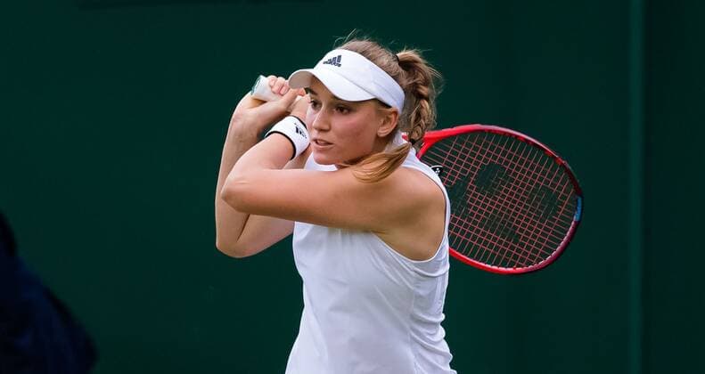 Mandatory Credit: Photo by Rob Prange Shutterstock (12172261dz) Elena Rybakina of Kazakhstan in action during the first round of the 2021 Wimbledon Championships Grand Slam tennis tournament Wimbledon Tennis Championships, Day 1, The All England Lawn Tennis and Croquet Club, London, UK - 28 Jun 2021 Wimbledon Tennis Championships, Day 1, The All England Lawn Tennis and Croquet Club, London, UK - 28 Jun 2021  Copyright: xRobxPrange Shutterstockx 12172261dz