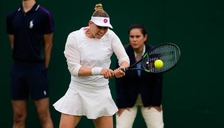 Mandatory Credit: Photo by Rob Prange Shutterstock (12172261ds) Vera Zvonareva of Russia in action during the first round of the 2021 Wimbledon Championships Grand Slam tennis tournament Wimbledon Tennis Championships, Day 1, The All England Lawn Tennis and Croquet Club, London, UK - 28 Jun 2021 Wimbledon Tennis Championships, Day 1, The All England Lawn Tennis and Croquet Club, London, UK - 28 Jun 2021  Copyright: xRobxPrange Shutterstockx 12172261ds