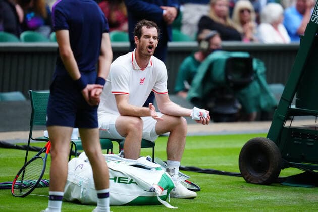 Mandatory Credit: Photo by Javier Garcia BPI Shutterstock (12172248up) Andy Murray during his first round match Wimbledon Tennis Championships, Day 1, The All England Lawn Tennis and Croquet Club, London, UK - 28 Jun 2021 Wimbledon Tennis Championships, Day 1, The All England Lawn Tennis and Croquet Club, London, UK - 28 Jun 2021  Copyright: xJavierxGarcia BPI Shutterstockx 12172248up