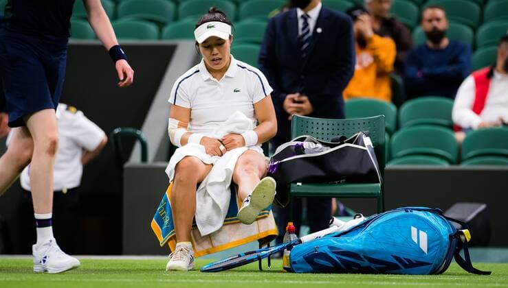 Mandatory Credit: Photo by Rob Prange Shutterstock (12172261ee) Kristie Ahn of the United States in action during the first round of the 2021 Wimbledon Championships Grand Slam tennis tournament Wimbledon Tennis Championships, Day 1, The All England Lawn Tennis and Croquet Club, London, UK - 28 Jun 2021 Wimbledon Tennis Championships, Day 1, The All England Lawn Tennis and Croquet Club, London, UK - 28 Jun 2021  Copyright: xRobxPrange Shutterstockx 12172261ee
