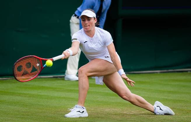 Mandatory Credit: Photo by Rob Prange Shutterstock (12173634o) Tamara Zidansek of Slovenia in action during the first round of the 2021 Wimbledon Championships Grand Slam tennis tournament Wimbledon Tennis Championships, Day 2, The All England Lawn Tennis and Croquet Club, London, UK - 29 Jun 2021 Wimbledon Tennis Championships, Day 2, The All England Lawn Tennis and Croquet Club, London, UK - 29 Jun 2021  Copyright: xRobxPrange Shutterstockx 12173634o