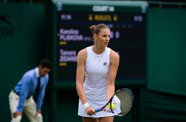 Mandatory Credit: Photo by Rob Prange Shutterstock (12173634q) Karolina Pliskova of the Czech Republic in action during the first round of the 2021 Wimbledon Championships Grand Slam tennis tournament Wimbledon Tennis Championships, Day 2, The All England Lawn Tennis and Croquet Club, London, UK - 29 Jun 2021 Wimbledon Tennis Championships, Day 2, The All England Lawn Tennis and Croquet Club, London, UK - 29 Jun 2021  Copyright: xRobxPrange Shutterstockx 12173634q