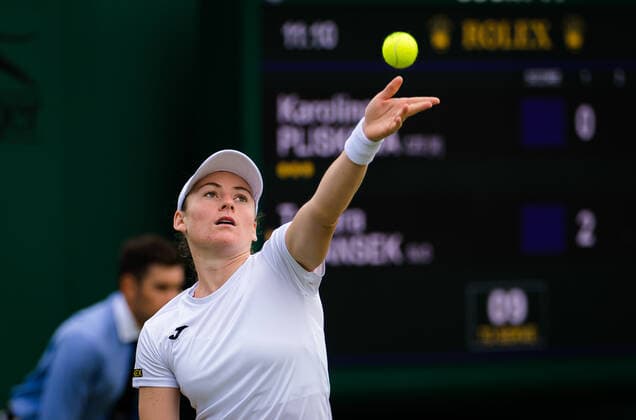 Mandatory Credit: Photo by Rob Prange Shutterstock (12173634k) Tamara Zidansek of Slovenia in action during the first round of the 2021 Wimbledon Championships Grand Slam tennis tournament Wimbledon Tennis Championships, Day 2, The All England Lawn Tennis and Croquet Club, London, UK - 29 Jun 2021 Wimbledon Tennis Championships, Day 2, The All England Lawn Tennis and Croquet Club, London, UK - 29 Jun 2021  Copyright: xRobxPrange Shutterstockx 12173634k