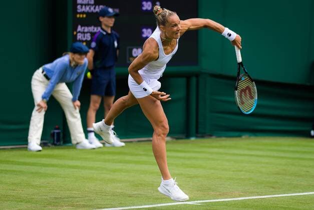 Mandatory Credit: Photo by Rob Prange Shutterstock (12173634af) Arantxa Rus of the Netherlands in action during the first round of the 2021 Wimbledon Championships Grand Slam tennis tournament Wimbledon Tennis Championships, Day 2, The All England Lawn Tennis and Croquet Club, London, UK - 29 Jun 2021 Wimbledon Tennis Championships, Day 2, The All England Lawn Tennis and Croquet Club, London, UK - 29 Jun 2021  Copyright: xRobxPrange Shutterstockx 12173634af
