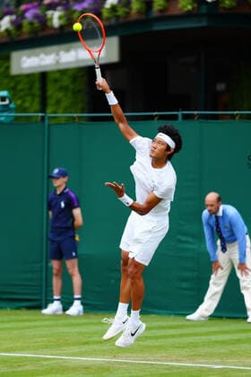 Mandatory Credit: Photo by Javier Garcia BPI Shutterstock (12173633e) Zhang Zhizhen during his first round match. Zhang is the first Chinese man in the Open Era to qualify for the main draw at Wimbledon Wimbledon Tennis Championships, Day 2, The All England Lawn Tennis and Croquet Club, London, UK - 29 Jun 2021 Wimbledon Tennis Championships, Day 2, The All England Lawn Tennis and Croquet Club, London, UK - 29 Jun 2021  Copyright: xJavierxGarcia BPI Shutterstockx 12173633e