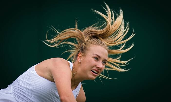 Mandatory Credit: Photo by Rob Prange Shutterstock (12173634ao) Anastasia Potapova of Russia in action during the first round of the 2021 Wimbledon Championships Grand Slam tennis tournament Wimbledon Tennis Championships, Day 2, The All England Lawn Tennis and Croquet Club, London, UK - 29 Jun 2021 Wimbledon Tennis Championships, Day 2, The All England Lawn Tennis and Croquet Club, London, UK - 29 Jun 2021  Copyright: xRobxPrange Shutterstockx 12173634ao