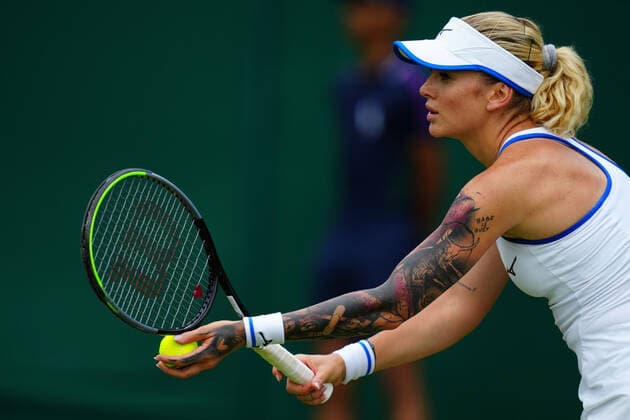 Mandatory Credit: Photo by Javier Garcia BPI Shutterstock (12173633ag) Tereza Martincova during her first round match Wimbledon Tennis Championships, Day 2, The All England Lawn Tennis and Croquet Club, London, UK - 29 Jun 2021 Wimbledon Tennis Championships, Day 2, The All England Lawn Tennis and Croquet Club, London, UK - 29 Jun 2021  Copyright: xJavierxGarcia BPI Shutterstockx 12173633ag