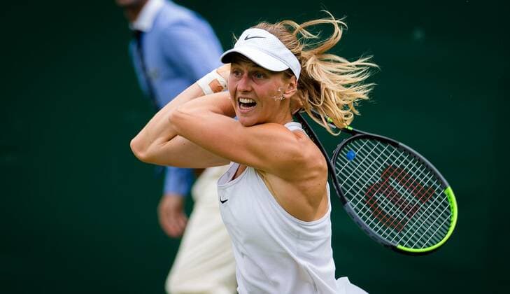 Mandatory Credit: Photo by Rob Prange Shutterstock (12173634bn) Liudmila Samsonova of Russia in action during the first round of the 2021 Wimbledon Championships Grand Slam tennis tournament Wimbledon Tennis Championships, Day 2, The All England Lawn Tennis and Croquet Club, London, UK - 29 Jun 2021 Wimbledon Tennis Championships, Day 2, The All England Lawn Tennis and Croquet Club, London, UK - 29 Jun 2021  Copyright: xRobxPrange Shutterstockx 12173634bn