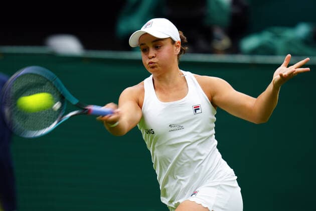 Mandatory Credit: Photo by Javier Garcia BPI Shutterstock (12173633cf) Ashleigh Barty during her first round match Wimbledon Tennis Championships, Day 2, The All England Lawn Tennis and Croquet Club, London, UK - 29 Jun 2021 Wimbledon Tennis Championships, Day 2, The All England Lawn Tennis and Croquet Club, London, UK - 29 Jun 2021  Copyright: xJavierxGarcia BPI Shutterstockx 12173633cf
