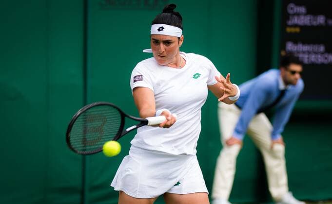 Mandatory Credit: Photo by Rob Prange Shutterstock (12173634cv) Ons Jabeur of Tunisia in action during the first round of the 2021 Wimbledon Championships Grand Slam tennis tournament Wimbledon Tennis Championships, Day 2, The All England Lawn Tennis and Croquet Club, London, UK - 29 Jun 2021 Wimbledon Tennis Championships, Day 2, The All England Lawn Tennis and Croquet Club, London, UK - 29 Jun 2021  Copyright: xRobxPrange Shutterstockx 12173634cv