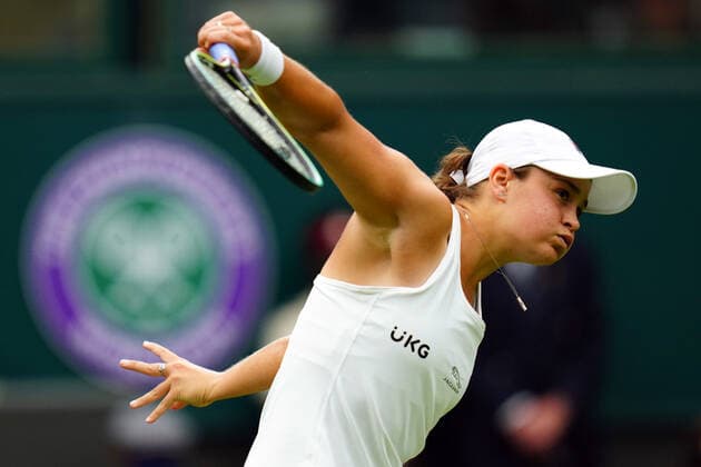 Mandatory Credit: Photo by Javier Garcia BPI Shutterstock (12173633cu) Ashleigh Barty during her first round match Wimbledon Tennis Championships, Day 2, The All England Lawn Tennis and Croquet Club, London, UK - 29 Jun 2021 Wimbledon Tennis Championships, Day 2, The All England Lawn Tennis and Croquet Club, London, UK - 29 Jun 2021  Copyright: xJavierxGarcia BPI Shutterstockx 12173633cu