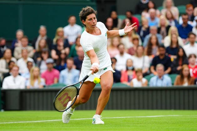 Mandatory Credit: Photo by Javier Garcia BPI Shutterstock (12173633ea) Carla Suarez Navarro during her first round match Wimbledon Tennis Championships, Day 2, The All England Lawn Tennis and Croquet Club, London, UK - 29 Jun 2021 Wimbledon Tennis Championships, Day 2, The All England Lawn Tennis and Croquet Club, London, UK - 29 Jun 2021  Copyright: xJavierxGarcia BPI Shutterstockx 12173633ea