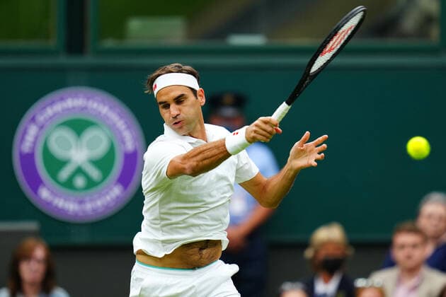 Mandatory Credit: Photo by Javier Garcia BPI Shutterstock (12173633eq) Roger Federer during his first round match Wimbledon Tennis Championships, Day 2, The All England Lawn Tennis and Croquet Club, London, UK - 29 Jun 2021 Wimbledon Tennis Championships, Day 2, The All England Lawn Tennis and Croquet Club, London, UK - 29 Jun 2021  Copyright: xJavierxGarcia BPI Shutterstockx 12173633eq