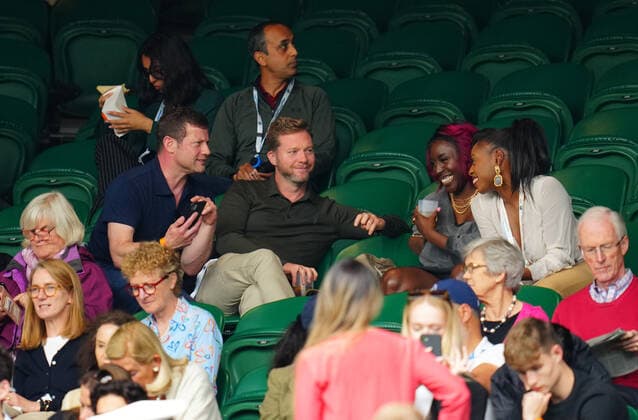 Mandatory Credit: Photo by Javier Garcia BPI Shutterstock (12173633fc) Dermot O Leary and Laura Mvula in the crowd on Centre Court Wimbledon Tennis Championships, Day 2, The All England Lawn Tennis and Croquet Club, London, UK - 29 Jun 2021 Wimbledon Tennis Championships, Day 2, The All England Lawn Tennis and Croquet Club, London, UK - 29 Jun 2021  Copyright: xJavierxGarcia BPI Shutterstockx 12173633fc